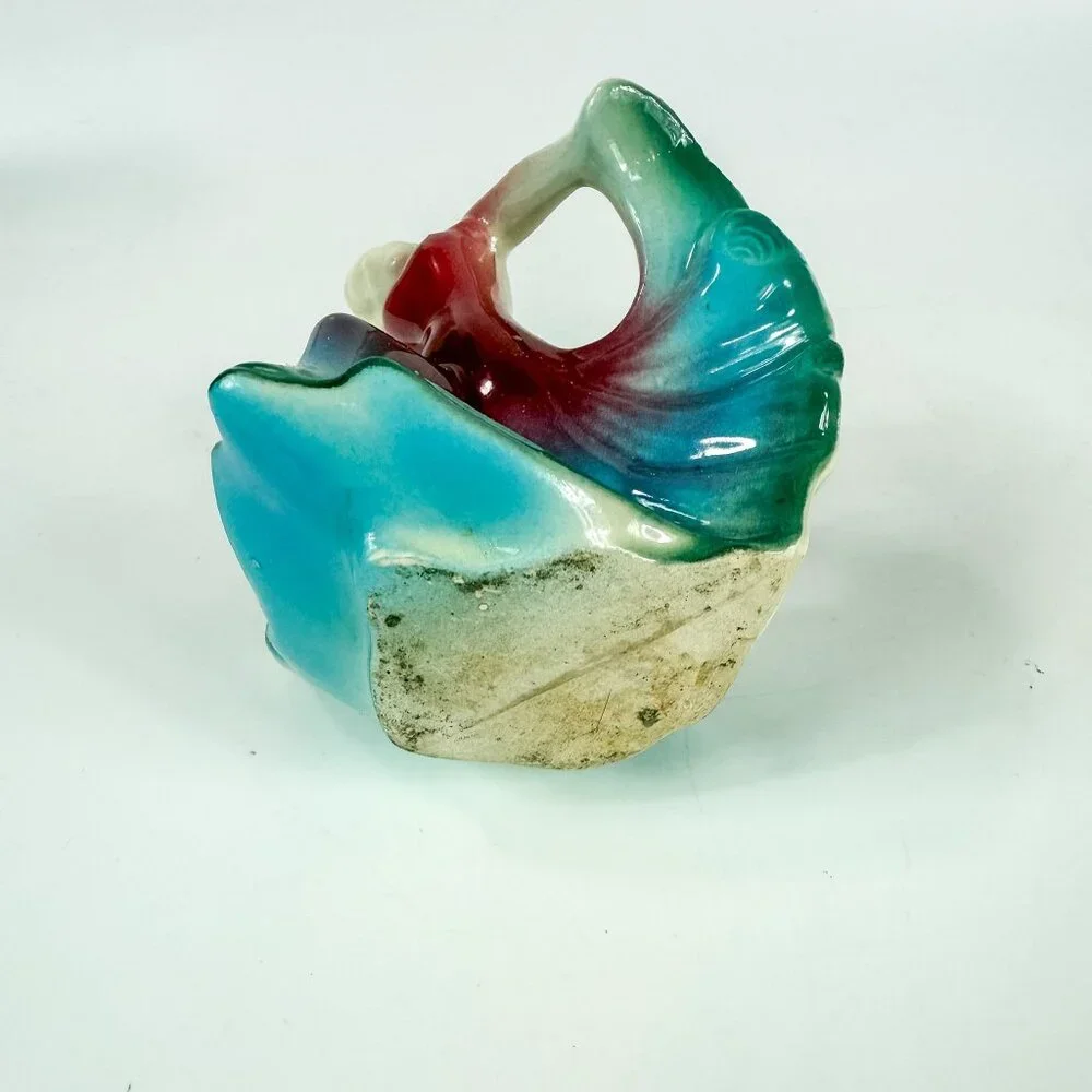Shawnee Dancing Girl Planter Figurine Teal Blue Maroon Red Gradient Ceramic